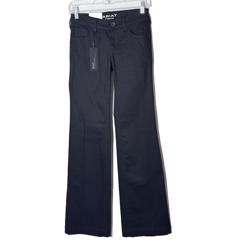 Ariat Trouser Mid Rise Forever Sz 25 LONG 25L Wide Leg Pant NEW Black Flare Jean